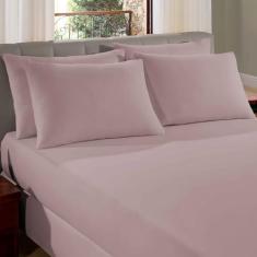 Imagem de Jogo de Cama Queen 3 peças Camélia Liso em Malha 100% Algodão Premium Penteado