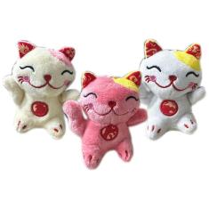 Imagem de Kit 3 Gatinho De Pelúcia Chines Da Sorte Chaveiro - 10cm