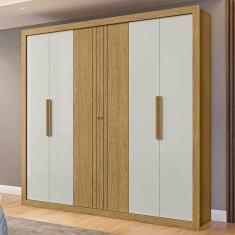 Imagem de Guarda-Roupa Casal Montecarlo 100% Mdf 6 Portas 3 Gavetas Marrocos/Off White - Mx Móveis