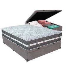 Imagem de Cama Box Baú Casal E Colchão Black Graphite Anjos Molas Cor:cinza