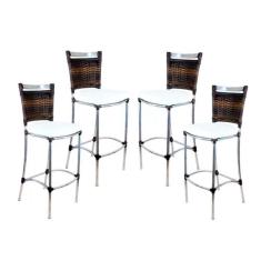 Imagem de Kit 4 Banquetas Em Alumínio Jk Para Cozinha Trama Original Pedra Ferro