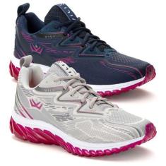 Imagem de Kit 2 Tênis Feminino Olimp Para Caminhada Academia Vili, Marpink, Cinz