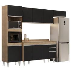Imagem de Armário de Cozinha Modulada 4 Peças CP11 Balcão com Tampo Castanho/Preto - Lumil