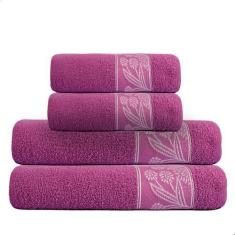 Imagem de Jogo de Toalhas para Casal Par Banho e Rosto 100% Algodão - Bella Enxo