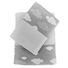 Imagem de Jogo de Lençol Junior 78cm x 1,62m Nuvem Branco Arrumadinho Enxovais