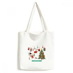 Imagem de Sacola de lona com estampa de boneco de neve Merry Christmas, bolsa de compras casual
