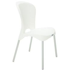 Imagem de Cadeira Plastica Monobloco Com Braco  Jolie  Com Pernas De Aluminio Anodizadas