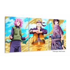Imagem de Quadro Sakura Naruto Sasuke mosaico 3 peças 120x60