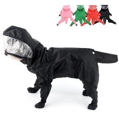 Imagem de Zunea Capa de chuva impermeável para cães com capuz para cães pequenos, poncho de chuva, macacão com botas de chuva, filhote de cachorro, capa de chuva para animais de estimação de quatro patas,
