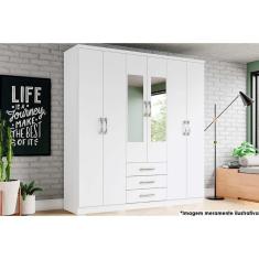 Imagem de Guarda Roupa 6 Portas (2 c/ Espelho) e 3 Gavetas Caju DA136 Branco - Henn