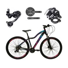 Imagem de Bicicleta Feminina Aro 29 Ksw Mwza Alumínio Câmbio Traseiro Shimano Deore e Altus 27v Freio Hidráulico Garfo Com Trava - Preto/Pink/Azul