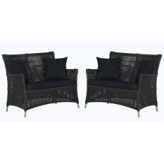 Imagem de 2 Sofás área Externa Igapó Alumínio Fendi Corda Náutica E12 Preto