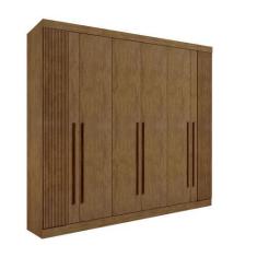 Imagem de Guarda Roupa Casal Ripado 6 Portas 6 Gavetas Da Vinci Ipê 100% MDF - D