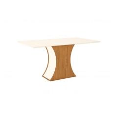 Imagem de Mesa para Cozinha Luiza SC14 + Tampo Madeirado Vidro Reto 160x90cm Nature/Off White - Henn