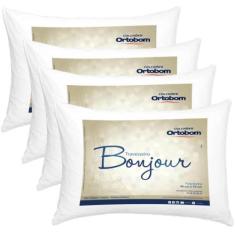 Imagem de Travesseiro Bonjour Ortobom - Kit com 4 Unidades 50x70 Fibra Siliconiz
