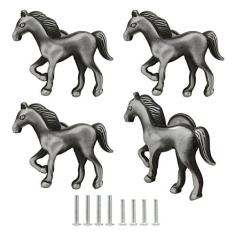 Imagem de brandname Puxador de cavalo 4 peças de gaveta em forma de cavalo animal acessórios de ferragens armário armário cômoda guarda-roupa armário mesa de cabeceira armário alça de armário cozinha quarto