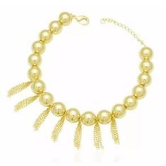 Imagem de Pulseira Diferente Com Bolas e Corrente Caída Folheado 18k