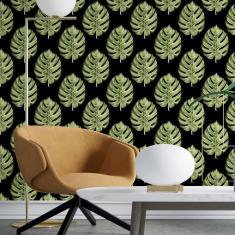 Imagem de Papel De Parede Adesivo Folhas Verdes N03096 0,58X3,00M