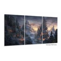 Imagem de Quadro Decorativos Dragão com 3 peças 120x60 em tecido