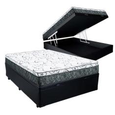 Imagem de Cama Box Baú Casal Colchão Mola Bonnel Prime Coil Detroit + Box Sintét