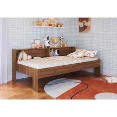 Imagem de Cama Infantil/juvenil Solteiro com Estante Lia Nogal