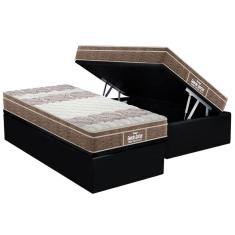 Imagem de Cama Box Baú Solteiro: Colchão Espuma D33 Probel / ep Guarda Costas PróIntense Plus + Base crc Suede Black(88x188)