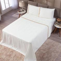 Imagem de Lençol Toque Acetinado 600 Fios Muito Macio Com Renda Guipir 4 Peças C