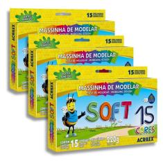 Imagem de Kit 03 Massinha De Modelar Soft Acrilex 15 Cores Infantil Escolar