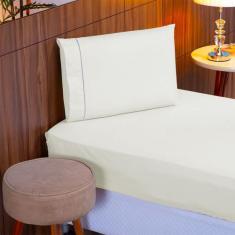 Imagem de Jogo De Lençol Solteiro 400 Fios Ponto Palito Palha Valle Enxovais 2 P