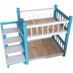 Imagem de Cama de beliche para animais de estimação, beliche para cães e gatos pequenos e médios, cama duplex impermeável interna com escadas, azul, 81x45x60cm