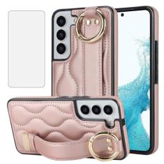 Imagem de Asuwish Capa de celular para Samsung Galaxy S22 5G com protetor de tela e alça de pulso suporte de pulseira suporte anel de borracha de silicone acessórios de célula S 22 22S 4G G5 15.5 cm feminino