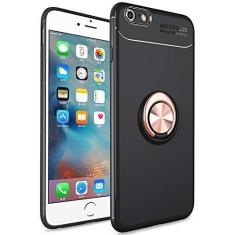 Imagem de SORAKA Capa para iPhone 6 Plus com suporte para anel Capa Slim Fit de TPU macio Capa iPhone 6S Plus com placa de metal para suporte magnético de telefone para carro