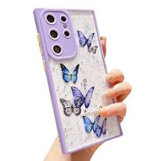 Imagem de SUYACS Capa para Samsung Galaxy S23 Ultra, S23 Ultra Capas Fofas para Mulheres Galaxy S23 Ultra Glitter com Borboleta TPU Macio Transparente Brilhante Proteção de Lente À Prova de Choque S23 Ultra
