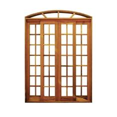 Imagem de Portal Correr Quadriculado 4 Folhas Itauba em Arco com Fechadura 1,80 X 2,30 Rodam Natural