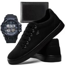 Imagem de Tênis Casual Masculino SB em Lona com Solado Caixa Alta + Relógio e Carteira-Masculino