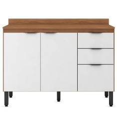 Imagem de Balcão Para Pia 120cm Com Tampo Firenze Amendola/Branco - Demóbile