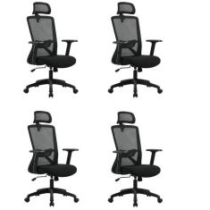 Imagem de Kit com 4 Cadeira para Escritório Office Dallas Preto
