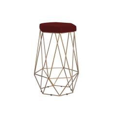 Imagem de Banqueta Rubel Base Gold Suede Bordô Gran Belo