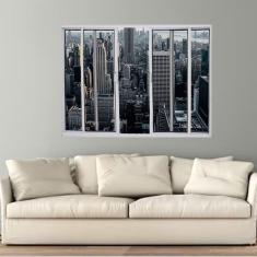 Imagem de Janela Vitrô de Alumínio 4 Folhas 120 x 200cm Modular  Esquadrias Bergame Branco