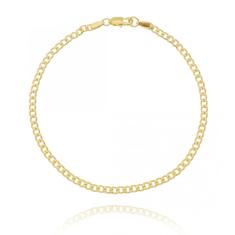Imagem de Pulseira masculina fina elo groumet folheado em ouro 18k