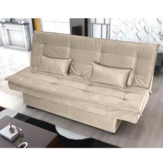 Imagem de Sofá Cama Hollywood Com Tecido Veludo - Bege