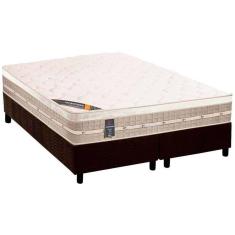 Imagem de Cama Box King: Colchão Molas Bonnel Castor Tecnopedic Premium + Base CRC Suede Brown(193x203)