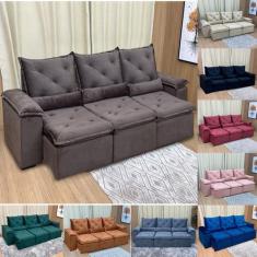 Imagem de Sofá Retrátil Reclinável 2,70M Chique Em Veludo Espaçoso - Alpoim