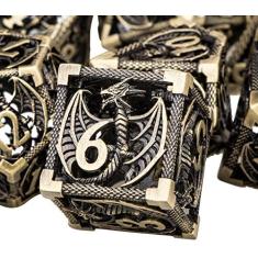 Imagem de ARUOHHA 7PCS Hollow DND Metal Dice Set Role Playing Dice with Gift Box, Large Polyhedral Dice for Dungeons and Dragons Warhammer Pathfinder MTG 6 Sided D and D Dice D&D Dice Set D20 D12 D10 D8 D6 D4