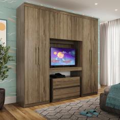Imagem de Guarda Roupa Infantil 6 Portas 2 Gavetas Porto Legno com Painel de TV Carraro