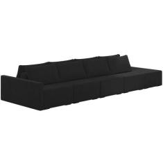 Imagem de Sofá Ilha Modular Para Sala 392cm com Puff Dublin K01 Veludo Preto - L