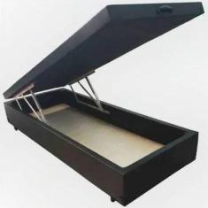 Imagem de Cama Box Baú Solteiro Abertura Frontal 88x188x040 Premium Sued Preto -