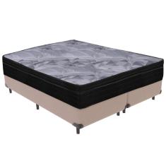 Imagem de Cama Box Bege e Colchão Airtech Pampa Molas ensacadas Queen Ortobom