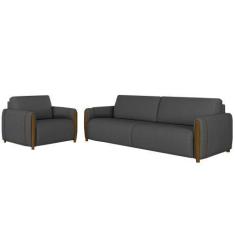 Imagem de Conjunto Decorativo Poltrona E Sofá 223cm Maceió Linho Chumbo G45 - Gr