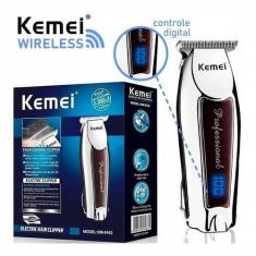 Imagem de Aparador Profissional Sem Fio KM-9164 Kemei Bivolt Visor Led